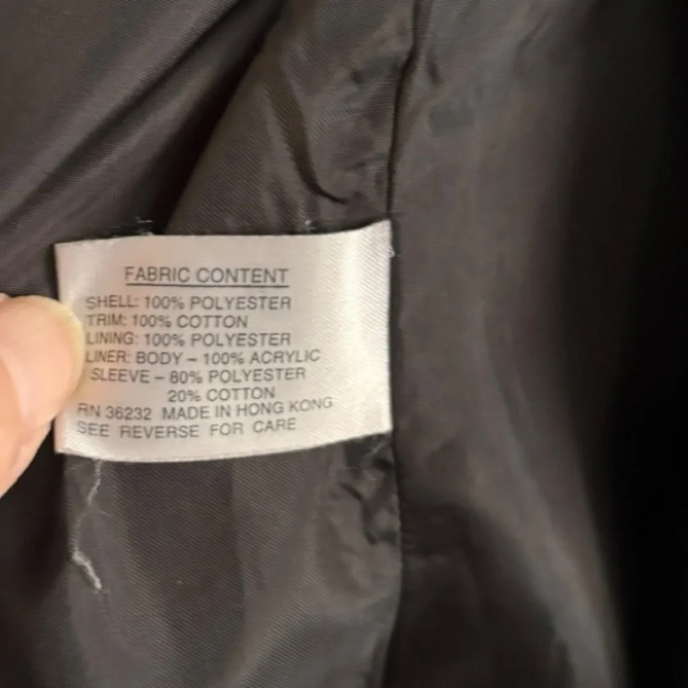 Vintage Gallery Long Black Classic Double Breasted Capsule Trench Coat Size 16P - Picture 11 of 11